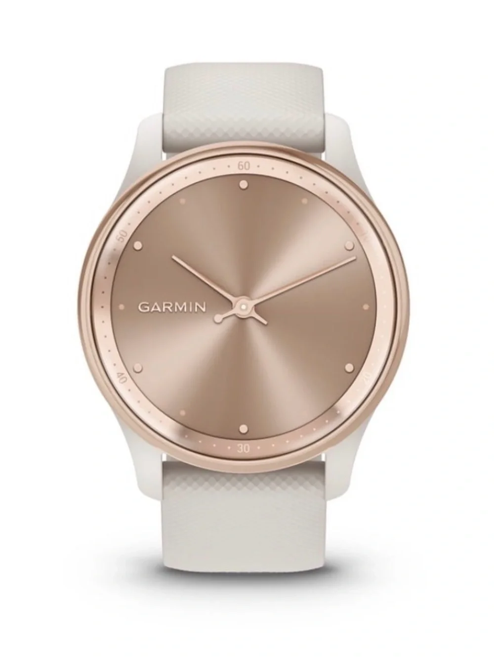 garmin vivomove Hybrid Smartwatch - White Band Silver Case